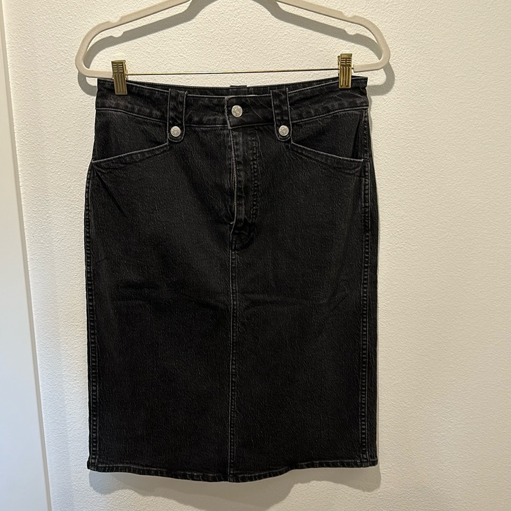 Madewell Black Denim Midi Skirt